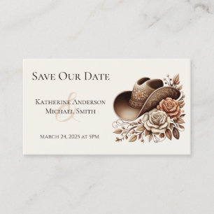 Country Western Cowgirl Hatt med blommor Visitkort