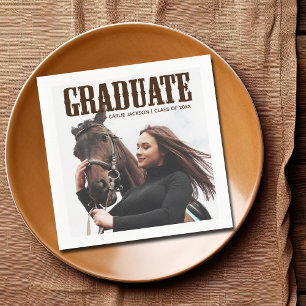 Country Western Examen Foto Cowgirl Utexaminerad Pappersservett