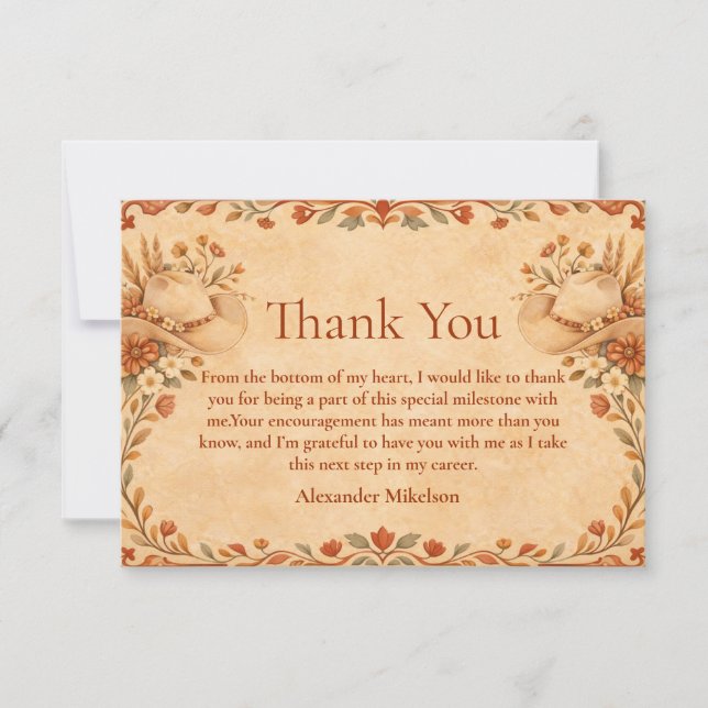 Country Western-examensfest Tack Kort (Framsida)