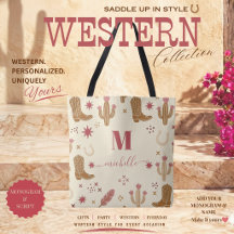 Country Western Handritad Mönster Monogram Skrift