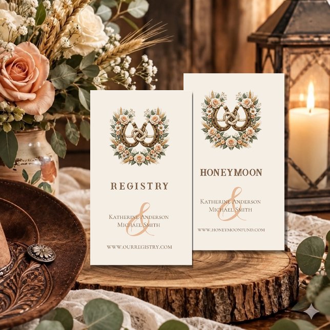 Country Western Hästsko och Blommor Visitkort (Country Western Horseshoes and Flowers Registry and Honeymoon Fund)