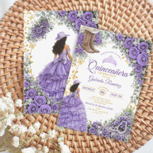 Country Western Lavendel Rosor Guld Quinceañera