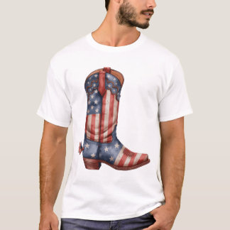 Country Western Patriotiska Stövlar T Shirt