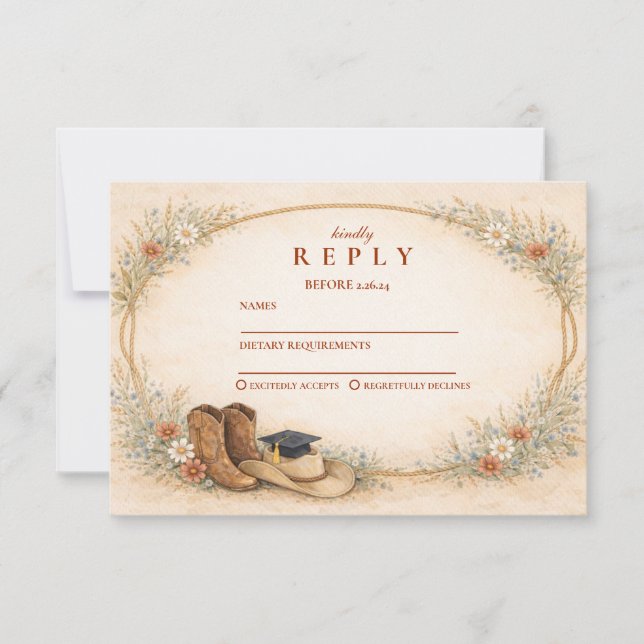 Country Wildflower Graduation Party OSA Kort (Framsida)