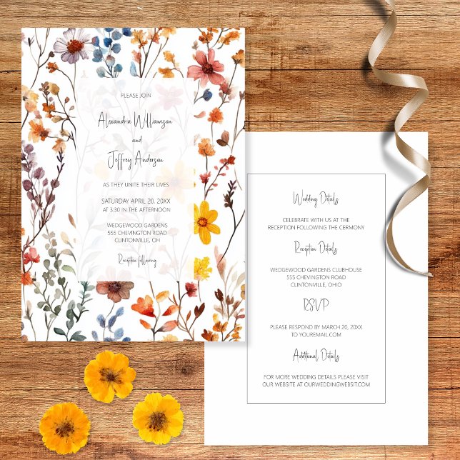 Country Wildflowers Wedding Invitation Inbjudningar (Skapare uppladdad)