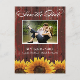 Country Wood Rustic Sunflower Spara datum-kort Meddelande Vykort