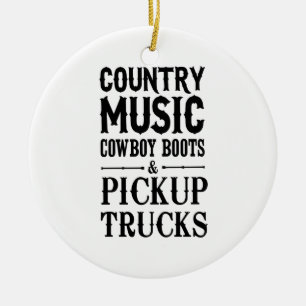 Countrymusik Cowboy startar & uppsamlingslastbilar Julgransprydnad Keramik