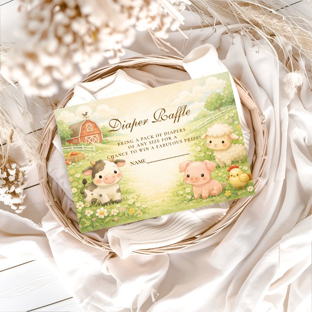 Countryside Barnyard Baby Shower Diapper Raffle Tilläggskort (Skapare uppladdad)