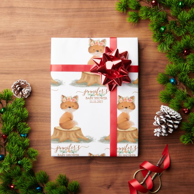 Countryside Fox Daisy Baby Shower Farmhouse Presentpapper (Julgåva)