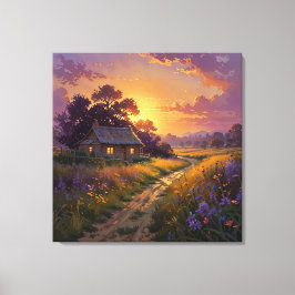 Countryside Glow - Painterly Style Landscape Canvastryck