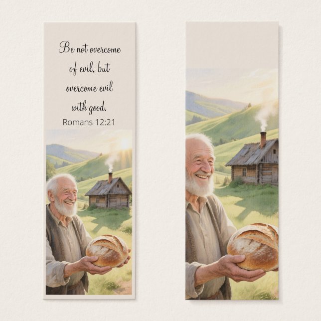 Countryside landscape bookmark motivating Bible Litet Visitkort (Framsida & baksida)