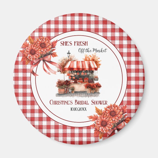 Countryside Picnic Gingham Möhippa favorisage Magnet (Framsidan)