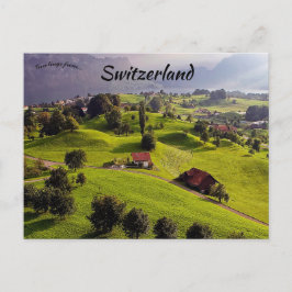 Countryside Sunset i Luzern Schweiz Vykort