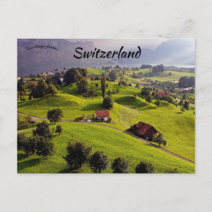 Countryside Sunset i Luzern Schweiz Vykort