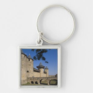 Counts slott, Carcassonne, Aude, Languedoc, Fyrkantig Silverfärgad Nyckelring