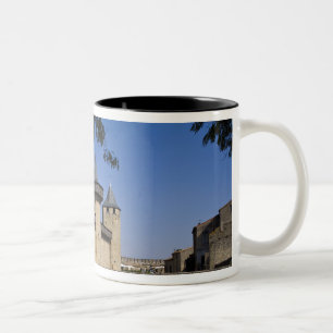 Counts slott, Carcassonne, Aude, Languedoc, Två-Tonad Mugg