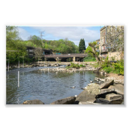 County Bridge och floden Calder, Sowerby Bridge Fototryck