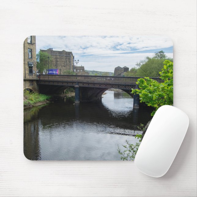 County Bridge och floden Calder, Sowerby Bridge Musmatta (Med mus)