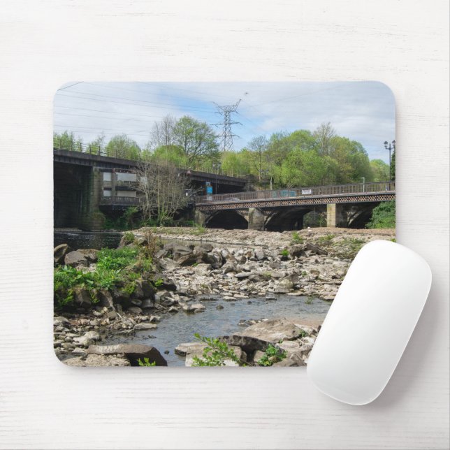 County Bridge och floden Calder, Sowerby Bridge Musmatta (Med mus)