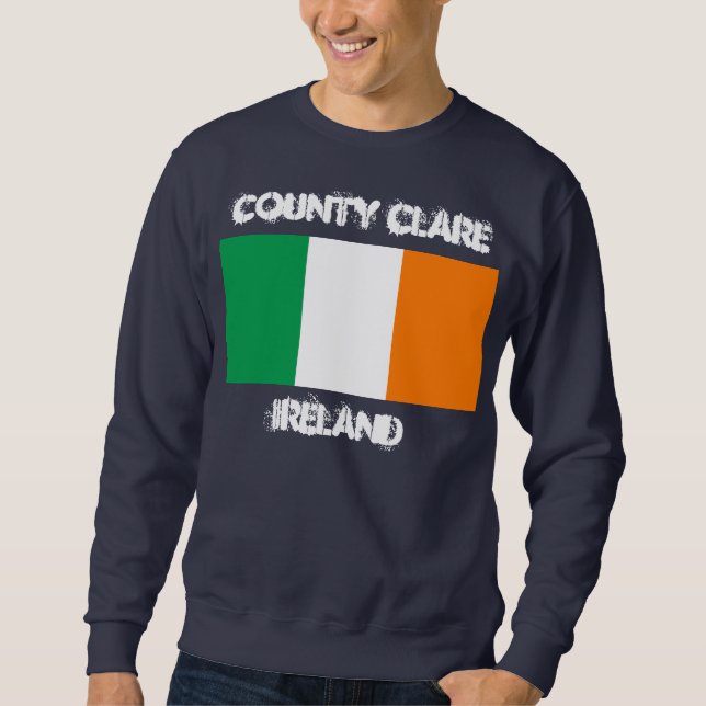 County Clare, Irland med Irish flagga Lång Ärmad Tröja (Framsida)