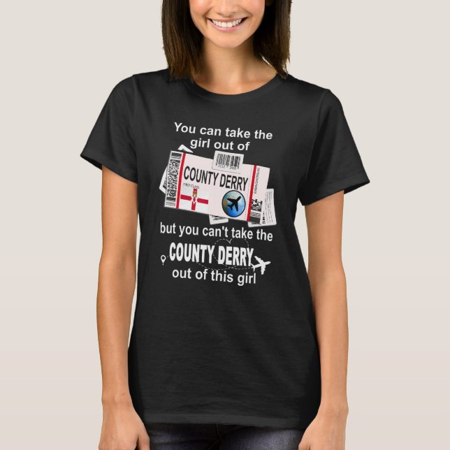County Derry Boarding Pass County Londonderry Gir T Shirt (Framsida)