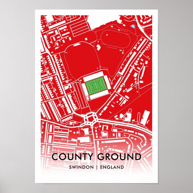County Ground Stadium Karta - Hem i Swindon Town Poster (Framsidan)