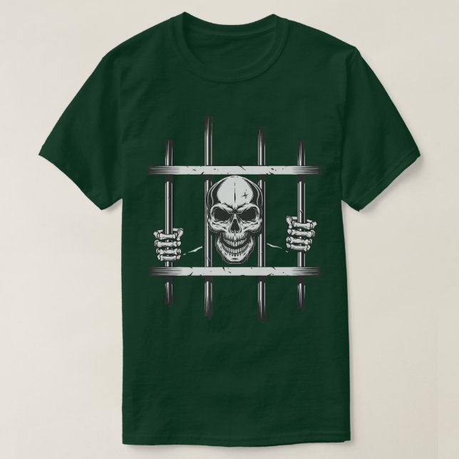 County Jail Inmate Skeleton Prisoner Halloween  T Shirt (Design framsida)