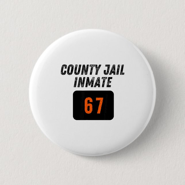 County Jail Prison Inmate 67 Halloween Funny Mens  Knapp (Framsida)