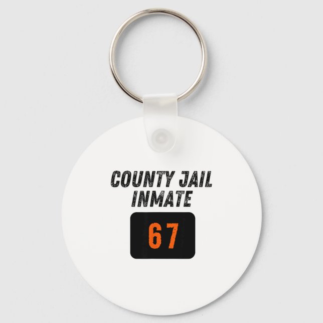 County Jail Prison Inmate 67 Halloween Funny Mens  Nyckelring (Framsida)