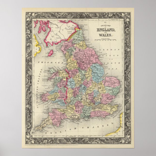 County Karta of England, and Wales Poster (Framsidan)