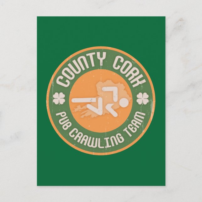County Kork Pub Crawling Team Vykort (Framsida)