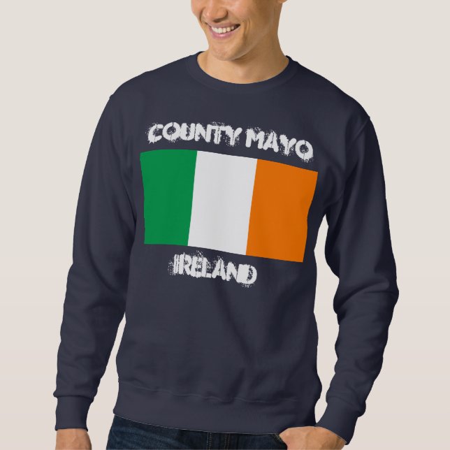 County Mayo, Irland med Irish flagga Lång Ärmad Tröja (Framsida)
