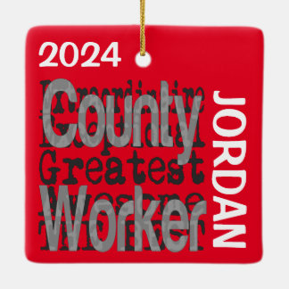 County Worker Extraordinaire ANPASSNINGSBAR Julgransprydnad Keramik