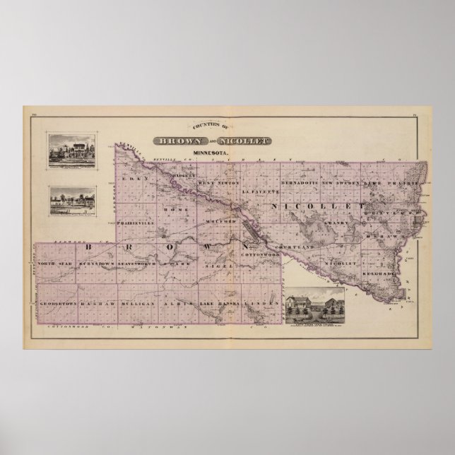 Countyn Brown and Nicollet, Minnesota Poster (Framsidan)