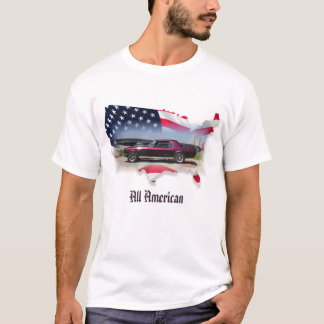 Coupe för 68 Mustang över amerikanska flaggankarta T-shirt