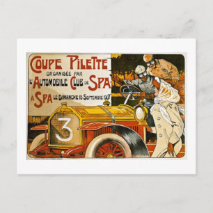 Coupe Pilette Vintage Spain Automobile Poster Vykort