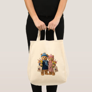 Couple Bear Tote Bag Frosty Familjen Tygkasse