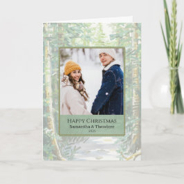 Couple Christmas Photo Card - Woodland Kort
