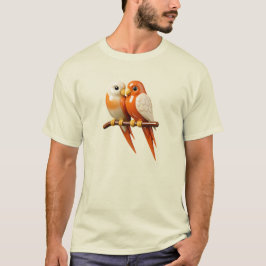 Couple d’oiseaux tendres au reflets de porcelaine. t shirt