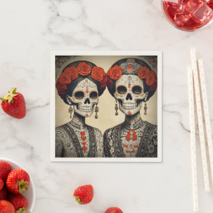 Couple el Día de los Muertos Pappersservett