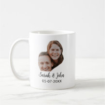 Couple face photo add name date simple wedding