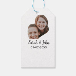 Couple face photo add name date simple wedding presentetikett