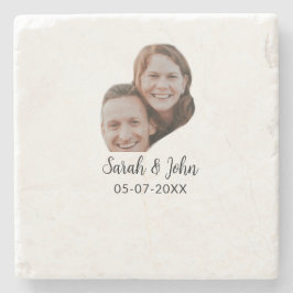 Couple face photo add name date simple wedding stenunderlägg