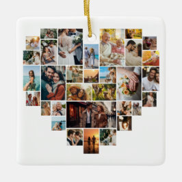 Couple Family Heart Shaped Photo Collage Julgransprydnad Keramik
