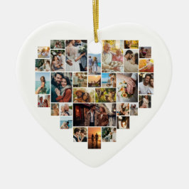 Couple Family Heart Shaped Photo Collage Julgransprydnad Keramik
