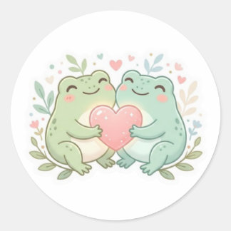 Couple Frog Sticker Cute Two Frogs Love Heart Roma Runt Klistermärke