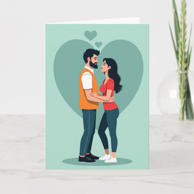 Couple Hearts Love Card Kort (Framsida)