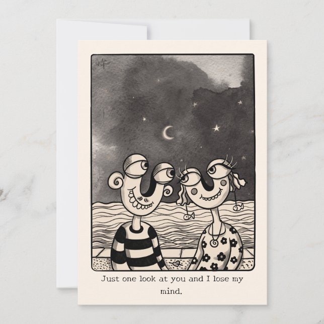 Couple In love hand drawn Valentine's Card Julkort (Framsida)