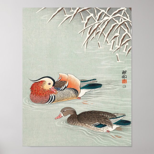 Couple mandarin duck print poster (Framsidan)