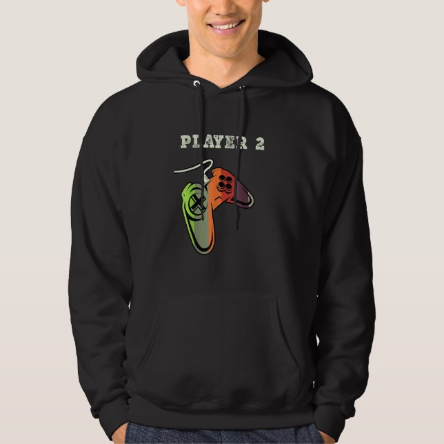 Couple Matching Gamer Gaming Player 1 Player 2 Hoodie (Framsida)